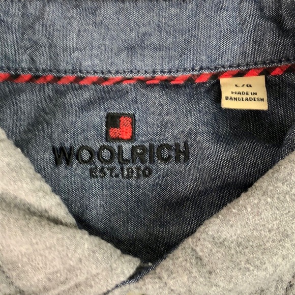 Woolrich gray flannel button down shirt chest pockets - Picture 5 of 9